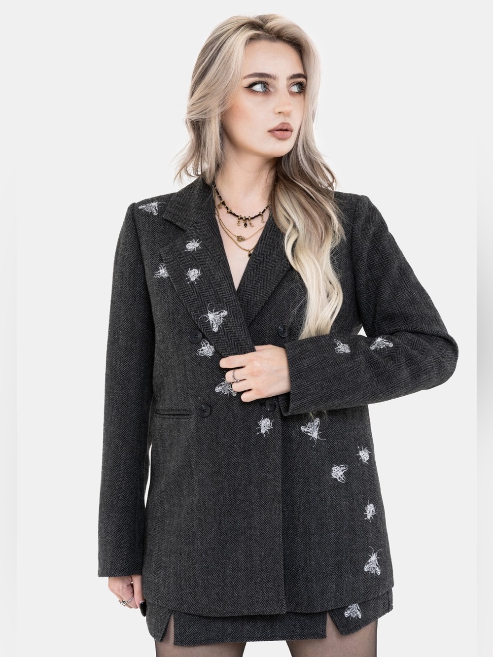 Disturbia Chrysina Beetle Sequin Embellished Relaxed Blazer US 16 / UK 20 - Picture 7 of 9